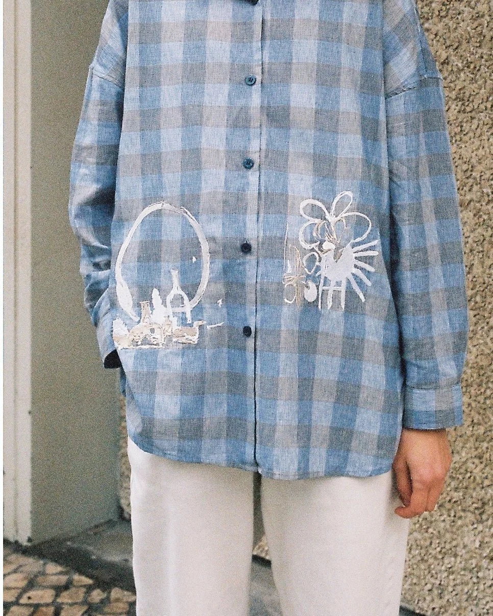 fig. x Paule Josephe: Azur Checks Shirt with Still Life and Flora
